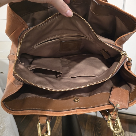 Coach Tan Leather Satchel with Gold Hardware - Picture 4 of 4